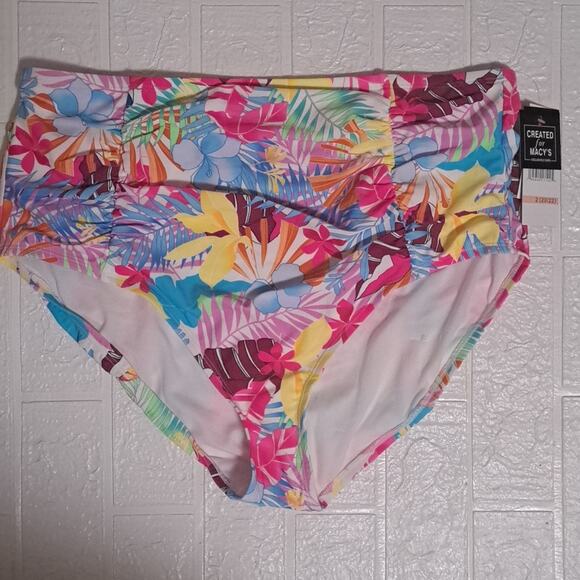 California Waves HIBISCUS PARADISE WHITE MULTI Bikini Swim Bottom - Picture 6 of 11